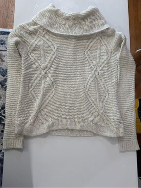 Sonoma Cream Cable Knit Turtleneck Pullover